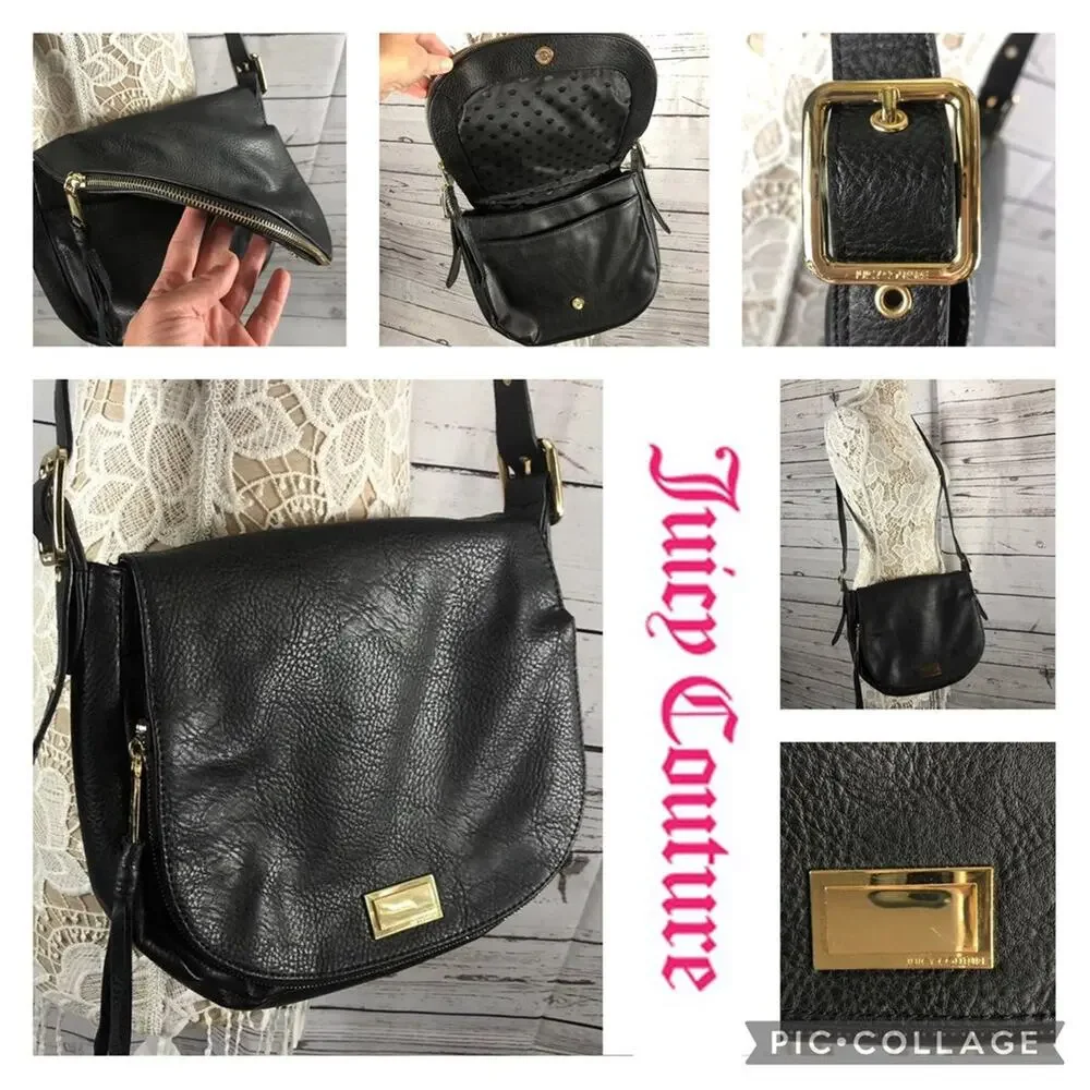Juicy Couture shoulder crossbody bag in black with Gold embellishments.